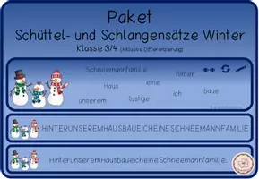 Vorschau - Aufgabenkarten - Materialpaket Winter: Schüttelwörter - Schlangensätze - Schüttelsätze - Deckblatt