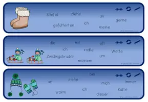 Vorschau - Aufgabenkarten - Materialpaket Winter: Schüttelwörter - Schlangensätze - Schüttelsätze - Seite 1