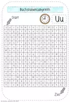 Vista previa - Juegos / Gamificación - Suchsel / Buchstabenlabyrinth - Buchstabe Uu - mit Lösung - Alemàn / Deutsch - página 2