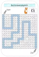 Vista previa - Hojas de trabajo - Suchsel / Buchstabenlabyrinth - Buchstabe Kk - mit Lösung - Alemàn / Deutsch - página 3