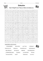 Vorschau - Spiele - Suchsel Einkaufen (B1) Wortschatz – als PDF & Word - Seite 1