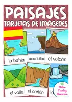 Aperçu - Présentation / Support pour le tableau - paisajes y naturaleza Espagnol flash cards - Page de couverture