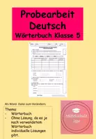 Vorschau - Test - Deutsch - Probearbeit Wörterbuch Klasse 5/6 - Deckblatt