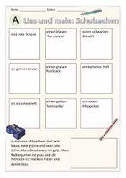Vista previa - Unidades / Secuencias / Situaciones de Aprendizaje - Leer y pintar "Meine Schulsachen" alemán - Portada