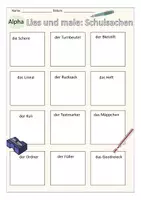 Vista previa - Unidades / Secuencias / Situaciones de Aprendizaje - Leer y pintar "Meine Schulsachen" alemán - página 1