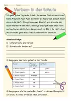 Vista previa - Hojas de trabajo - Ejercicio Verbos "in der Schule" alemán - Portada