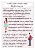 Vista previa - Tarjetas / Manipulativos - Lectura del texto "Meine verschwundene Büchertasche" alemán - Portada