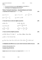Vorschau - Test - LK 1 Terme zusammenfassen JGST 8 - Deckblatt
