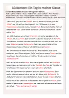 Vista previa - Hojas de trabajo - Cloze Lückentext "Ein Tag in meiner Klasse" alemán - página 1