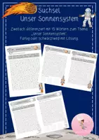Vorschau - Arbeitsblätter - Suchsel Unser Sonnensystem Freebie differenziert Weltall - Deckblatt
