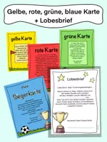Vorschau - Fördermaterial/Inklusion - Gelbe + rote Karte, grüne + blaue Karte, Lobesbrief - Deckblatt