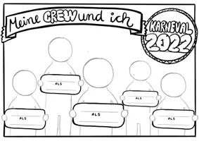 Vorschau - Arbeitsblätter - Meine Crew und ich! Karneval 2022 - Mal- und Bastelvorlage / Karneval - Fasching - Seite 1