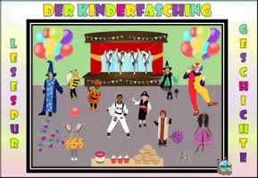 Vista previa - Hojas de trabajo - Lesespurgeschichte "Rashid und der Kinderfasching" Nivel 1/2 alemán - página 1