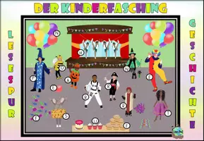 Vista previa - Hojas de trabajo - Lesespurgeschichte "Rashid und der Kinderfasching" Nivel 1/2 alemán - página 3