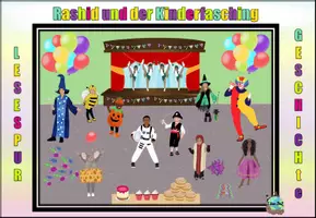 Vista previa - Hojas de trabajo - Lesespurgeschichte "Rashid und der Kinderfasching" Nivel 3 / 4 alemán - página 3