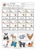 Aperçu - Feuilles d'exercices - animales del zoo Espagnol LEER y PEGAR - Page 2