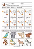 Aperçu - Feuilles d'exercices - animales del zoo Espagnol LEER y PEGAR - Page 3