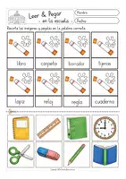 Aperçu - Feuilles d'exercices - leer y pegar - en la escuela - Espagnol - Page 2