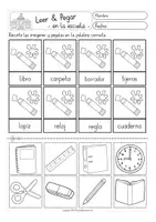 Aperçu - Feuilles d'exercices - leer y pegar - en la escuela - Espagnol - Page 3
