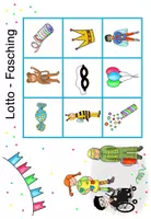 Vorschau - Spiele - Sprachförderung zu Fasching / Karneval: Lotto (Daz/DaF) - Seite 1