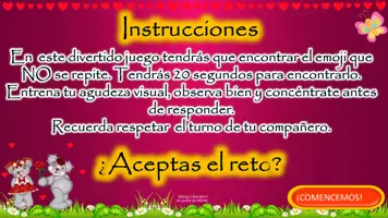 Vista previa - Juegos / Gamificación - Juego: Encuentra el emoji que no se repite (San Valentín) - página 1