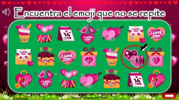 Vista previa - Juegos / Gamificación - Juego: Encuentra el emoji que no se repite (San Valentín) - página 3