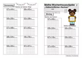 Vorschau - Arbeitsblätter - Wochenhausaufgabe Halbschriftliches Rechnen Addition Subtraktion - Seite 3