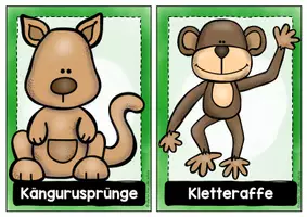 Vorschau - Bildkarten - Aufwärmkartei Sport Grundschule – Tabata mit Tierübungen (Bewegungsspiel, Bildkarten) - Seite 1