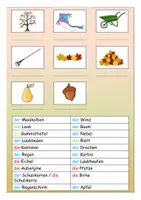 Vista previa - Hojas de trabajo - Lista de palabras "der Herbst" alemán - página 1