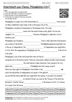 Vorschau - Arbeitsblätter - Englischsprachiges AB "Philadelphia (City)" + Lösung & MP3 + - Deckblatt