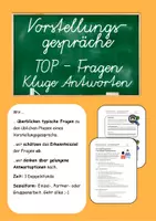 Vorschau - Arbeitsblätter - Fragen im Vorstellungsgespräch / Bewerbungsgespräch und kluge Antworten - Deckblatt