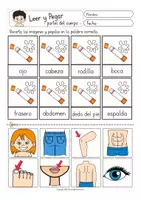 Aperçu - Feuilles d'exercices - Leer y pegar partes del cuerpo Espagnol - Page 2