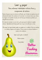 Aperçu - Feuilles d'exercices - Leer & pegar - frutas Espagnol - Page 1