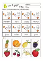 Aperçu - Feuilles d'exercices - Leer & pegar - frutas Espagnol - Page 2