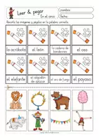 Aperçu - Feuilles d'exercices - LEER Y PEGAR en el circo Español - Page 3