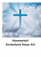 Vorschau - Klassenarbeiten - Klassenarbeit Kirchenfeste mit Lösungen - Deckblatt