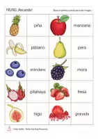 Aperçu - Jeux - frutas (fruits) RECUERDA! Espagnol jeu de mémoire - Page 1