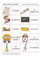 Aperçu - Jeux - útiles escolares / en la escuela Espagnol jeu de mémoire - Page 2