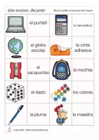 Aperçu - Jeux - útiles escolares / en la escuela Espagnol jeu de mémoire - Page 3