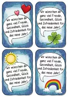 Aperçu - Matériel pour travaux manuels / dessin - Neujahrsgrüße / Frohes neues Jahr 2022 Grußkärtchen DaF DaZ - Page 2