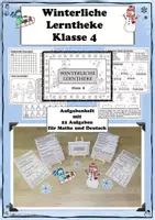 Vorschau - Arbeitsblätter - Winter Lerntheke Klasse 4 Mathe Deutsch Grundschule winterliche Aufgabenheft - Deckblatt
