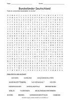 Vista previa - Hojas de trabajo - Suchsel Bundesländer Deutschland "Sopa de letras" alemán - Portada