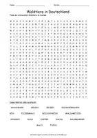 Vista previa - Hojas de trabajo - Suchsel Waldtiere in Deutschland "Sopa de letras" alemán - Portada