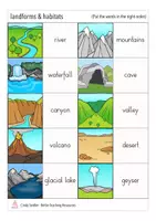 Vista previa - Juegos / Gamificación - landforms English Inglés matching cards game - página 1