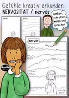 Vista previa - Hojas de trabajo - Nervosität / nervös (sein) - Gefühle erkunden mit Sketchnotes - Portada