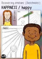 Aperçu - Matériel pour travaux manuels / dessin - HAPPINESS / happy - Discover emotions creatively (Sketchnotes) - Page de couverture