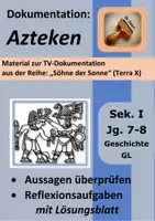 Vorschau - Arbeitsblätter - Azteken: Arbeitsblatt zur Terra-X-Dokumentation+LÖSUNGEN (Reihe: Söhne der Sonne) - Deckblatt