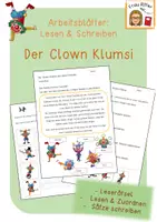 Vorschau - Arbeitsblätter - Der Clown Klumsi / Arbeitsblätter Lesen und Schreiben - Deckblatt
