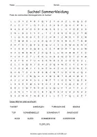 Vista previa - Hojas de trabajo - Suchsel Sommerkleidung "Sopa de letras" alemán - Portada