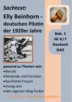 Vorschau - Text - Sachtext: Die Pilotin Elly Beinhorn (Reisen und Abenteuer / Berufe/ berühmte Frauen / mutig sein) - Deckblatt